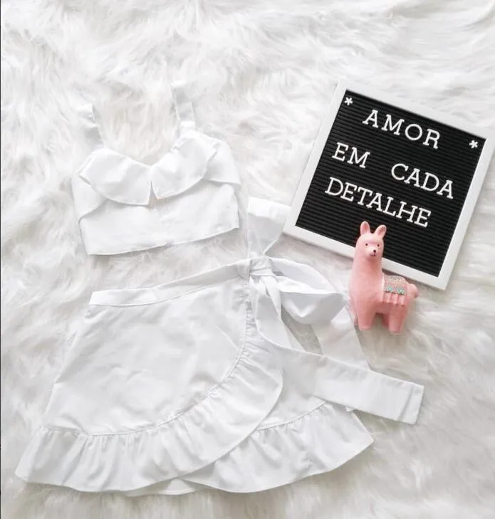 Пляжный хлопковый топ на бретельках и платье-бабочка для девочек весну лето 2019 |