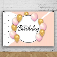 laeacco pink gold balloons birthday party decor backgrounds for photography black dots customized banner poster photo backdrops