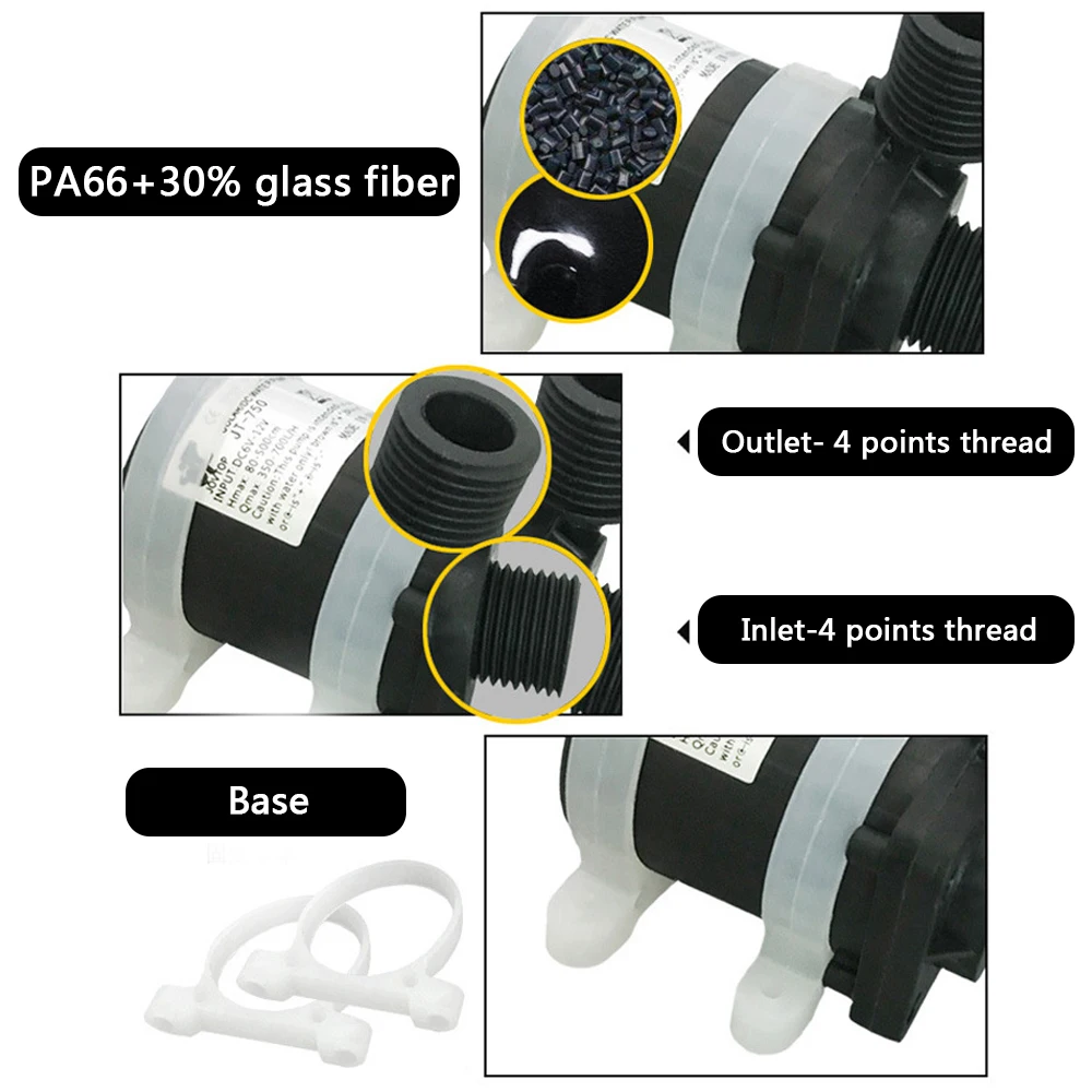 Бесшумный 4-точечный резьбовой водонагреватель душевой нагревательный насос 12 В