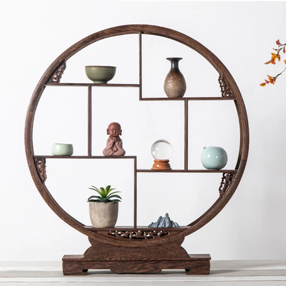 

AMTUOFO Retro Wooden Menge Decoration Shelf Display Stand Rack Article Handicraft Showng Stand Oranments Shelf