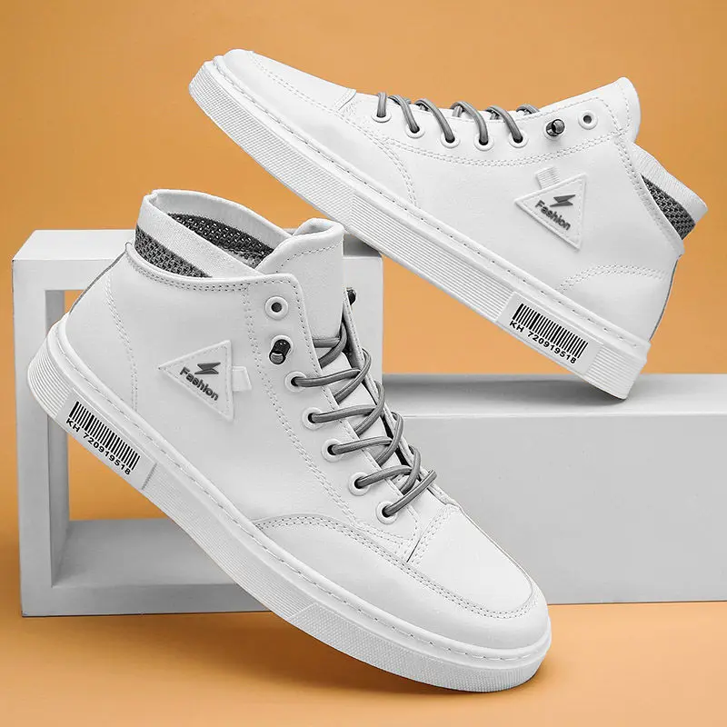 

Skateboard Shoes Trendy Summer Men's Sneakers Breathable High-top Trainers Men Lace-Up Outdoor Walking Flats Off White Shoes