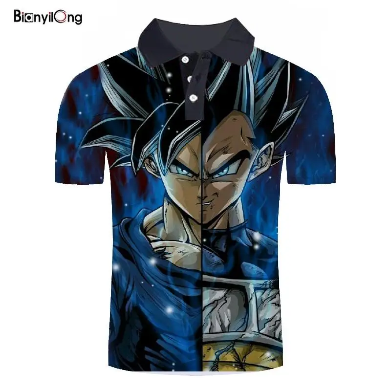 Мужская рубашка поло с отложным воротником 3D принтом дракона жемчуга Z лето