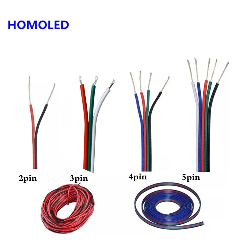 

1 м 5 м 10 м 20 м 50 м 100 м светодиодный провод 2Pin 3 4Pin 5Pin один цвет RGB RGBW светодиодный разъем RGB удлинитель светодиодный кабель