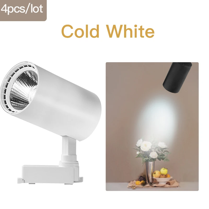 White-Cold White COB светодиодный Трековый светильник 220V 12/20 Вт, 30 Вт, 40 Вт регулируемый Точечный светильник Алюминий потолочный рельсы для Кухня магазин - Испускаемый цвет: White-Cold White