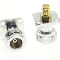 1x pcs n to sma flange connector socket n female to sma female plug 4 hole 17 5 17 5 mm flange panel mount rf coaxial adapters