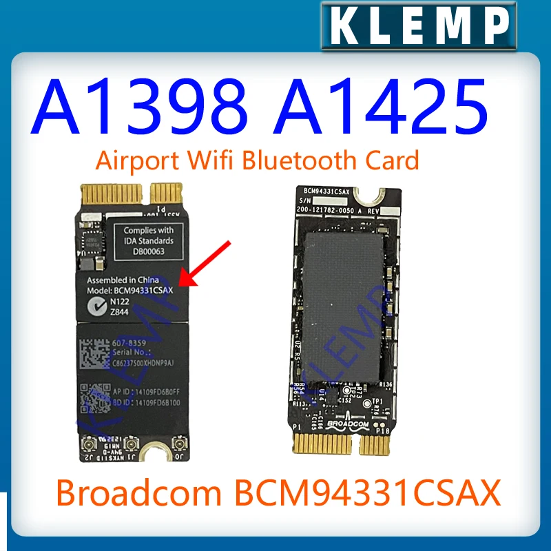 

For Macbook Pro 15" Retina A1398 A1425 A1502 Airport Wifi Bluetooth Card Broadcom BCM94331CSAX