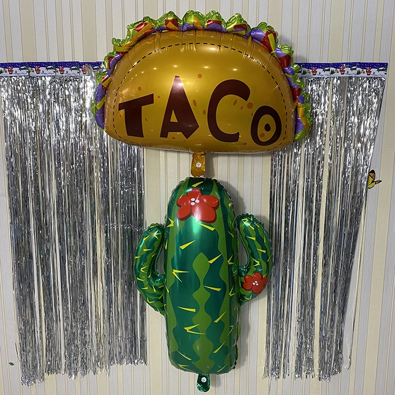

Cactus Mexican Cake Shark Birthday Food Festival Theme Decoration Party Aluminum Balloon Children's Toy Balloon Banquet Ball