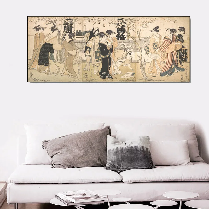 

Laeacco Japanese Ukiyoe Wall Pictures Posters Print Canvas Painting Calligraphy Decorative for Living Room Bedroom Home Decor