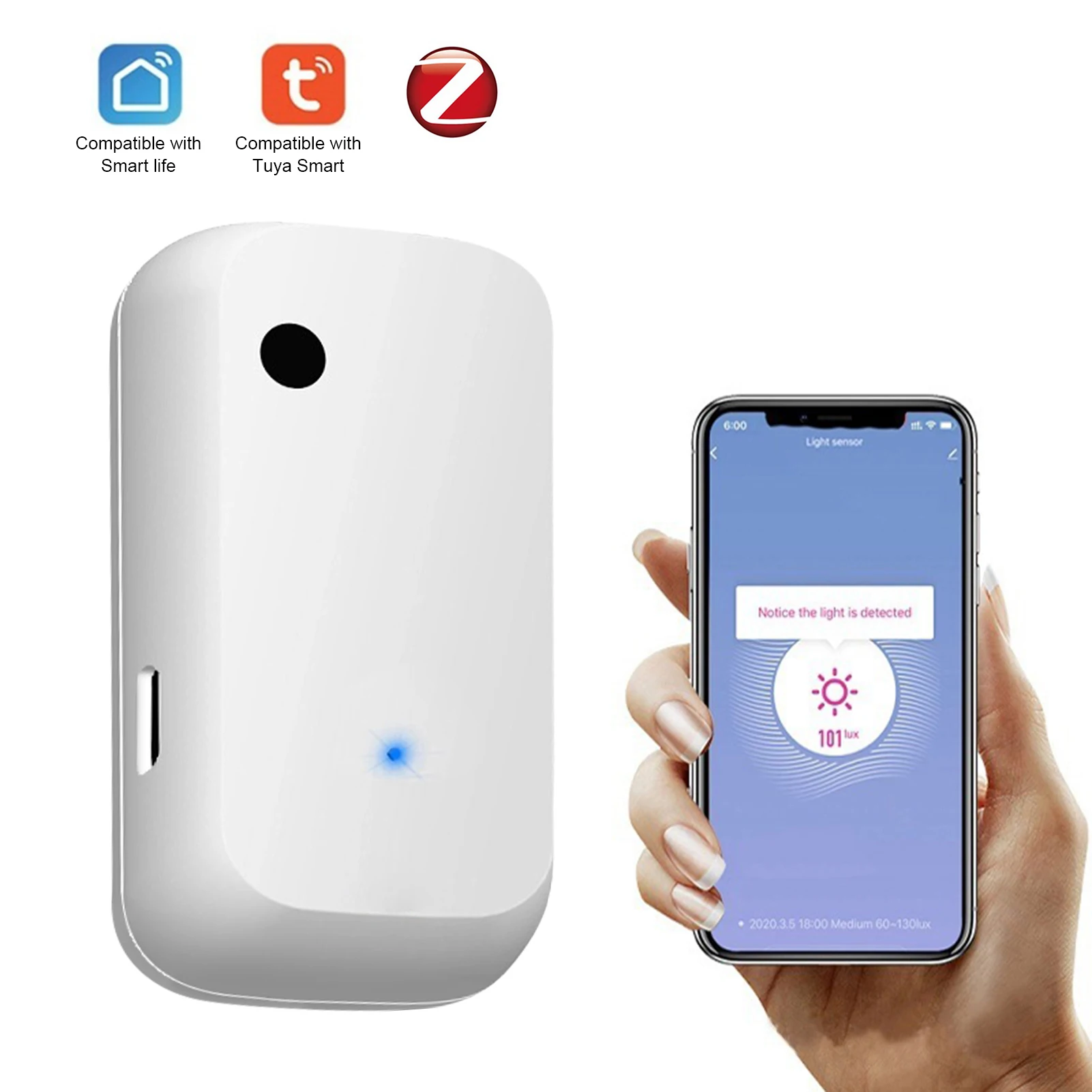 

Smart ZigBee Gateway Wireless ZigBee Light Sensor APP Remote Control Voice Control Group Control Linkage up to 50 Sub-devices