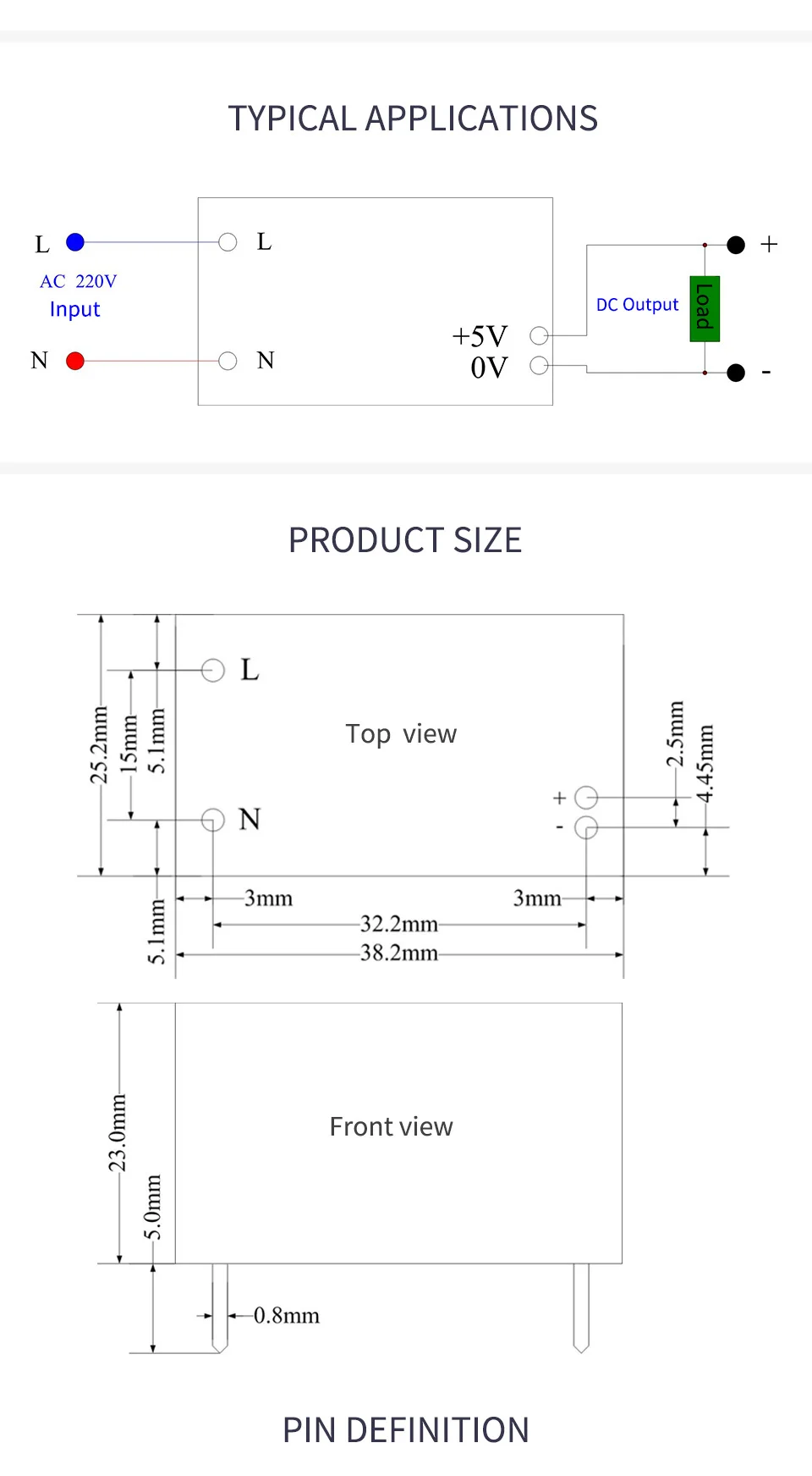 AC-DC понижающий модуль | 110V~ 220V до 5V 12V 24V | 12W 2.4A | Модуль питания переключателя | изолированный модуль | охранная сигнализация и т. Д