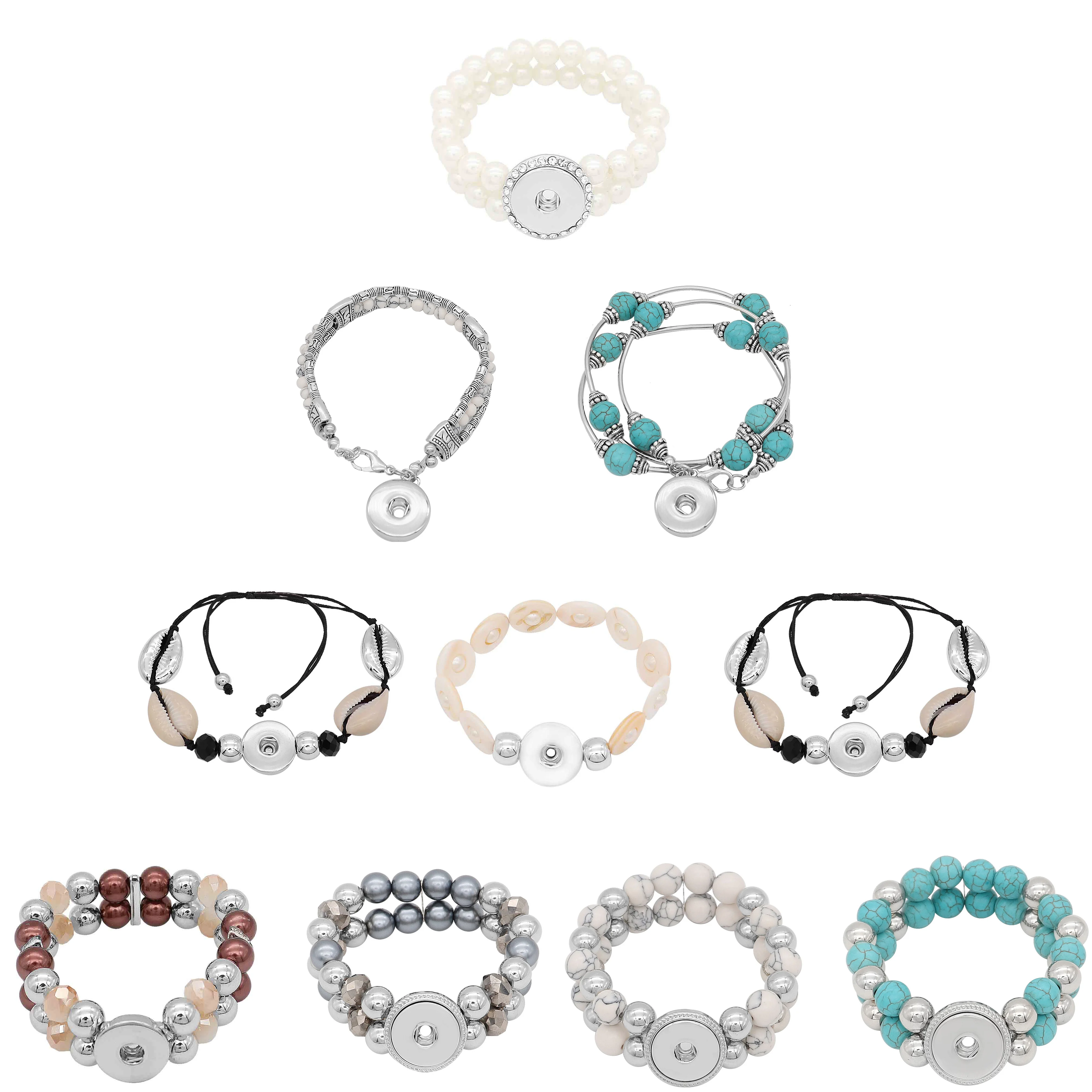 2019 Новый Винтажный жемчужный бисер браслет многослойный на защелке с