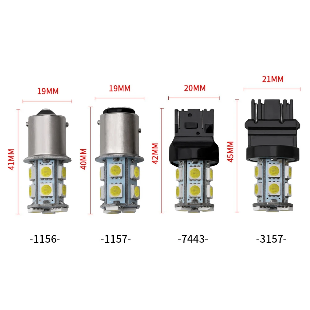 2шт 1156 Ba15s 1157 Bay15d P21w Ba15d 3157 7443 13led 5050 Автомобильные светодиодные поворотные