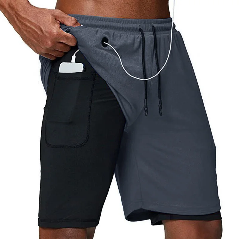 

Men's fitness gym training sports shorts quick-drying fitness gym sports jogging double-layer summer new men's shorts 2021 runni