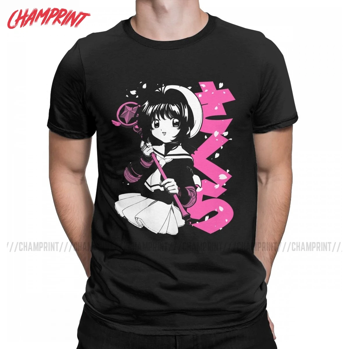 Для мужчин в стиле Cardcaptor Sakura цветение футболка Card Captor натуральный хлопок детская