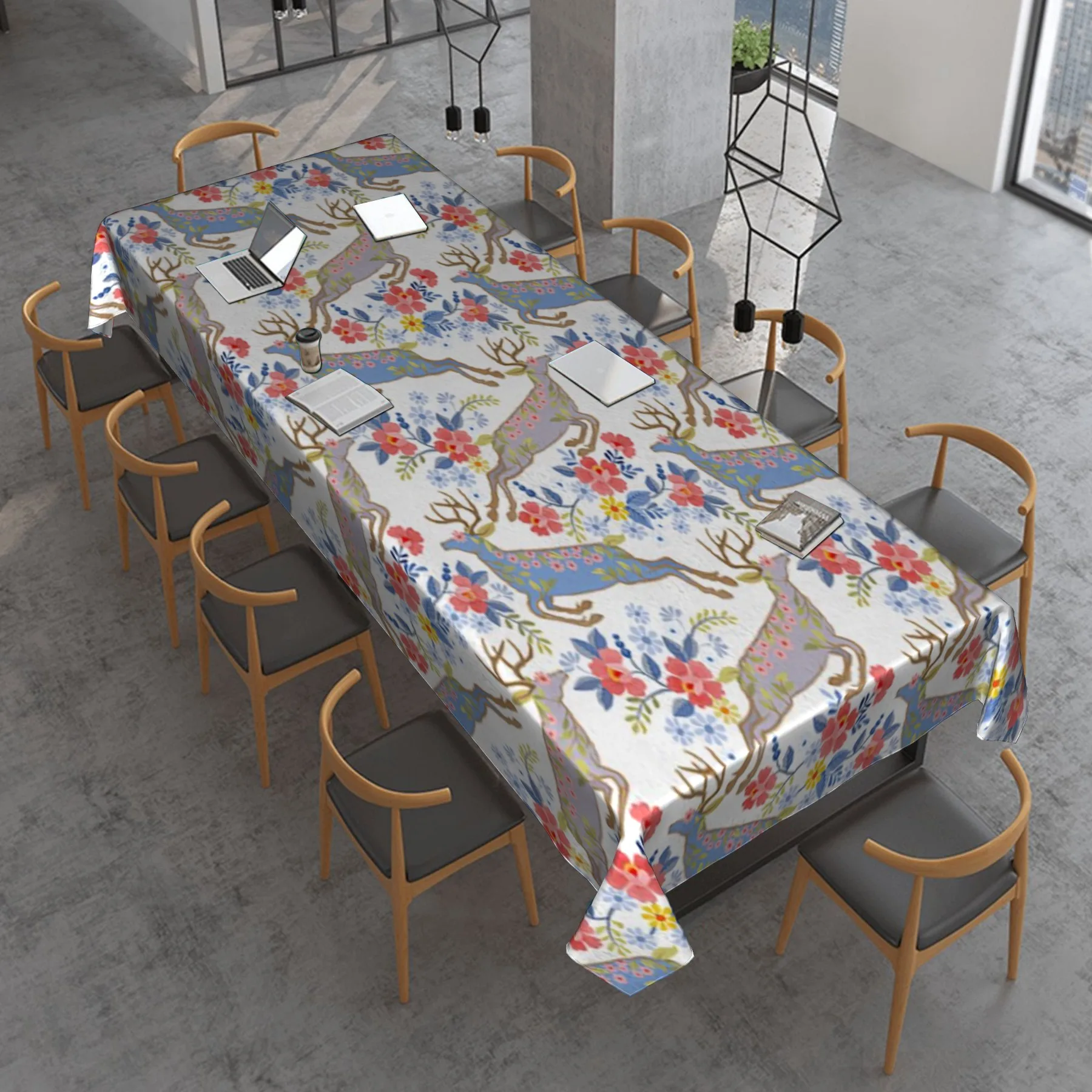 

Plum Blossom and Deer Rectangular Tablecloth Antifouling Tablecloth Tablecloth Dining Decoration Accessories
