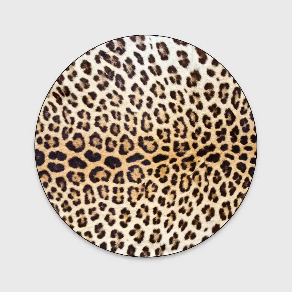 

Modern Sexy Fashion Brown Leopard Print Living Room Bedroom Basket Chair Circular Mat Carpet CustomizationCustom Size