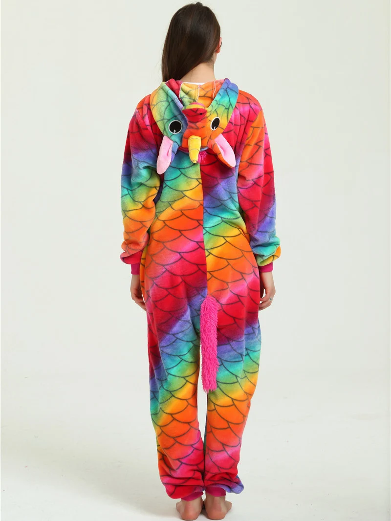 Единорог взрослые комбинезоны пижамы с животными теплая одежда для сна цельный