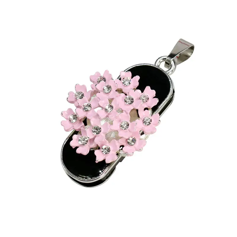 Флеш-накопитель Diamond Pink Flower USB в форме цветка, емкостью 128 ГБ, подарок для девочек, кристальное ожерелье с оленем, пендрайв емкостью 8 ГБ и 64 ГБ, версия 2.0.