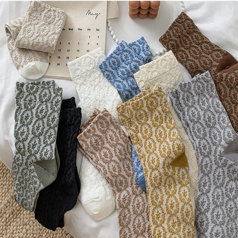 

Носки женские винтажные в стиле ретро, модные милые носки с принтом в этническом стиле, уличная одежда в стиле Харадзюку, милые японские, Осе...