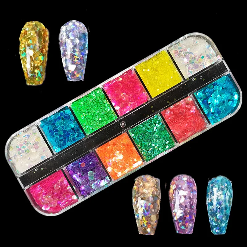 

Valentine's Day Mix Super Glitter Fantasy Laser Round shape Sequins Various Sequins Nail Art Slice Decoration Manicure DIY Set