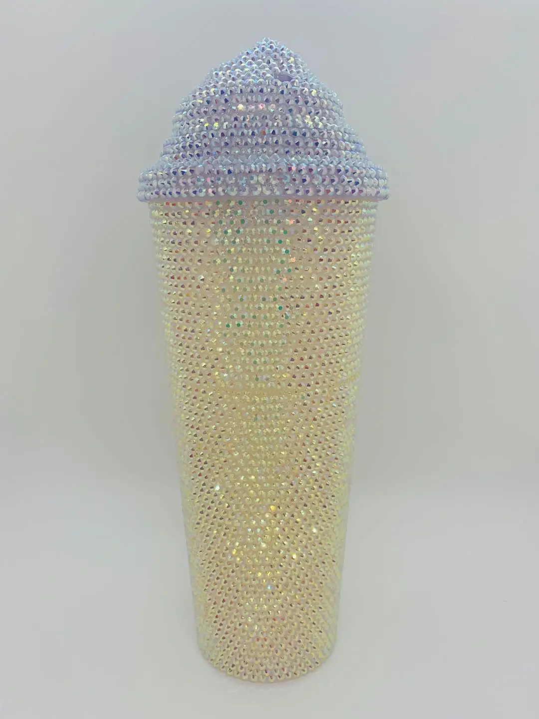 DIY Resin Jelly Rhinestone Custom Cup with Cream Lid for Cold Beverage, Handwork Customized 24 Or 20 OZ
