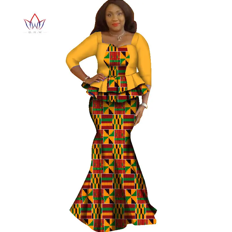 Летний комплект с юбкой Африканский Разработанный одежда традиционные Базен