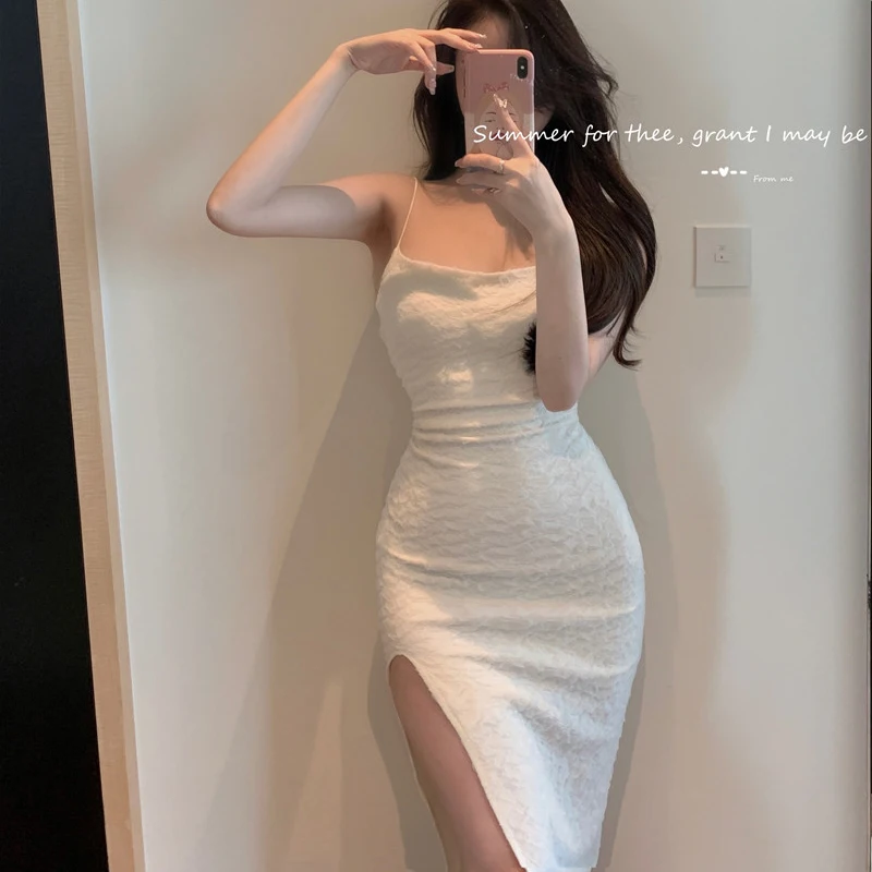 2021 Summer New Women Sexy Backless Advanced Temperament Slim Fit Dress Party Luxury Evening Dress White Vintage Long Dress