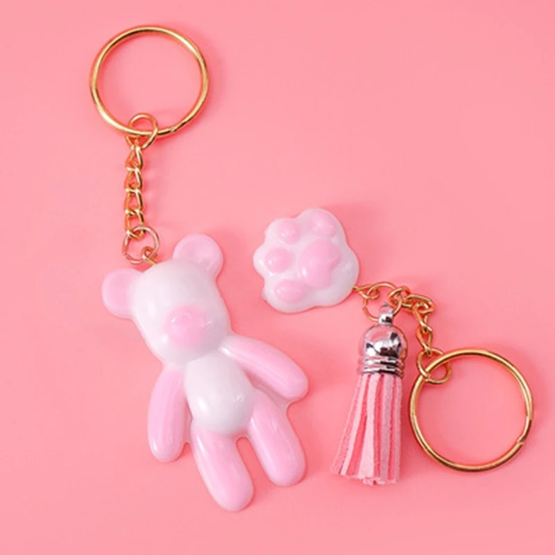 

7 Pcs/Set Teddy Bear Keychain Crystal Epoxy Resin Mold Earrings Pendant Silicone Mould DIY Crafts Jewelry Necklace Tool