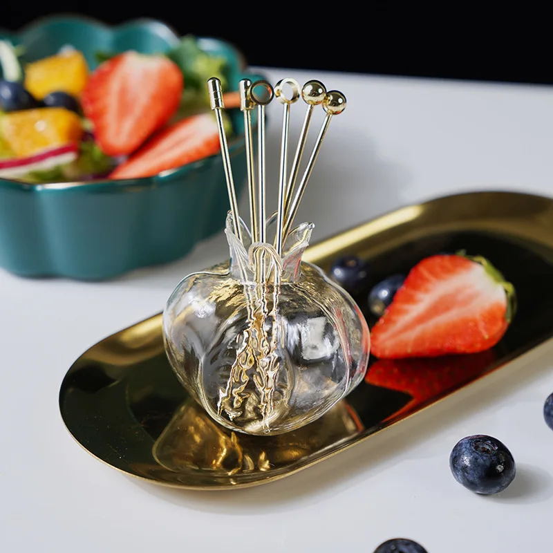 

Creative Pomegranate Fruit Sticks Stainless Steel Cocktail Picks Fruit Sticks Toothpicks Party Bar Cocktail Fruit Stick Supplies