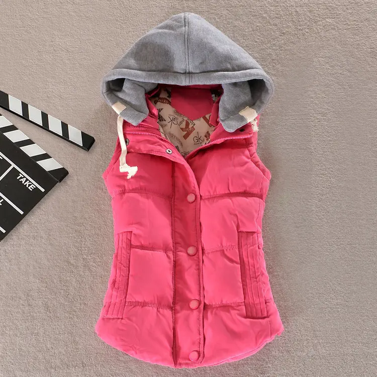 

Autumn Winter Cotton Vest Children Fashion Patchwork Sleeveless Hooded Collar Casual Coat Teenage Girls Waistcoat Kids Clothes