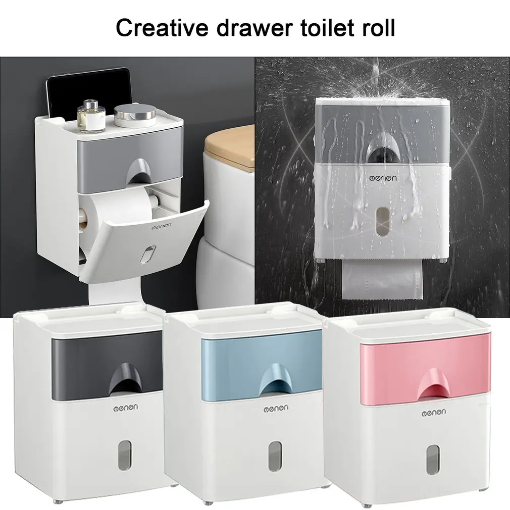 

Multifunction Toilet Paper Holder Waterproof Toilet Tissue Storage Box Creative Wall Mount Bathroom Accessories