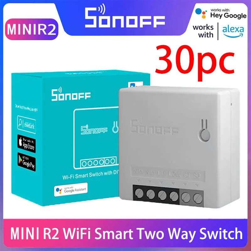 Беспроводной Wi Fi переключатель Sonoff Mini R2 для умного дома с двухсторонним