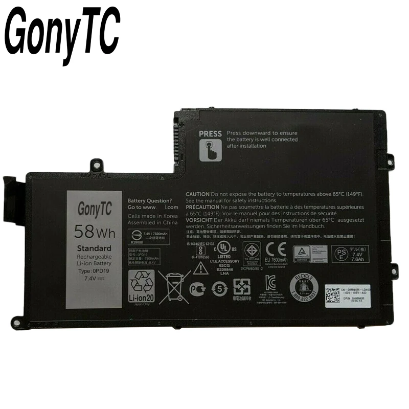 Оригинальный аккумулятор GONYTC 0PD19 58 Втч для ноутбука Dell TRHFF 15 5547 01V2F6 Latitude 3550 0DFVYN
