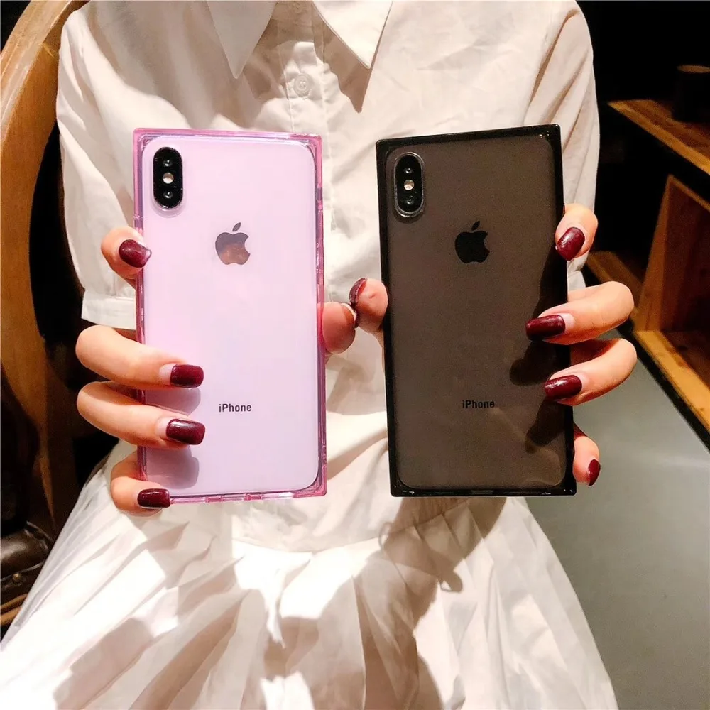 Квадратный чехол для телефона iPhone X 6 6S 7 8 Plus 7Plus TPU Мягкие силиконовые прозрачные