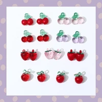 lovely acrylic fruit cherry apple strawberry pendant diy jewelry handmade earrings earring clip material accessories