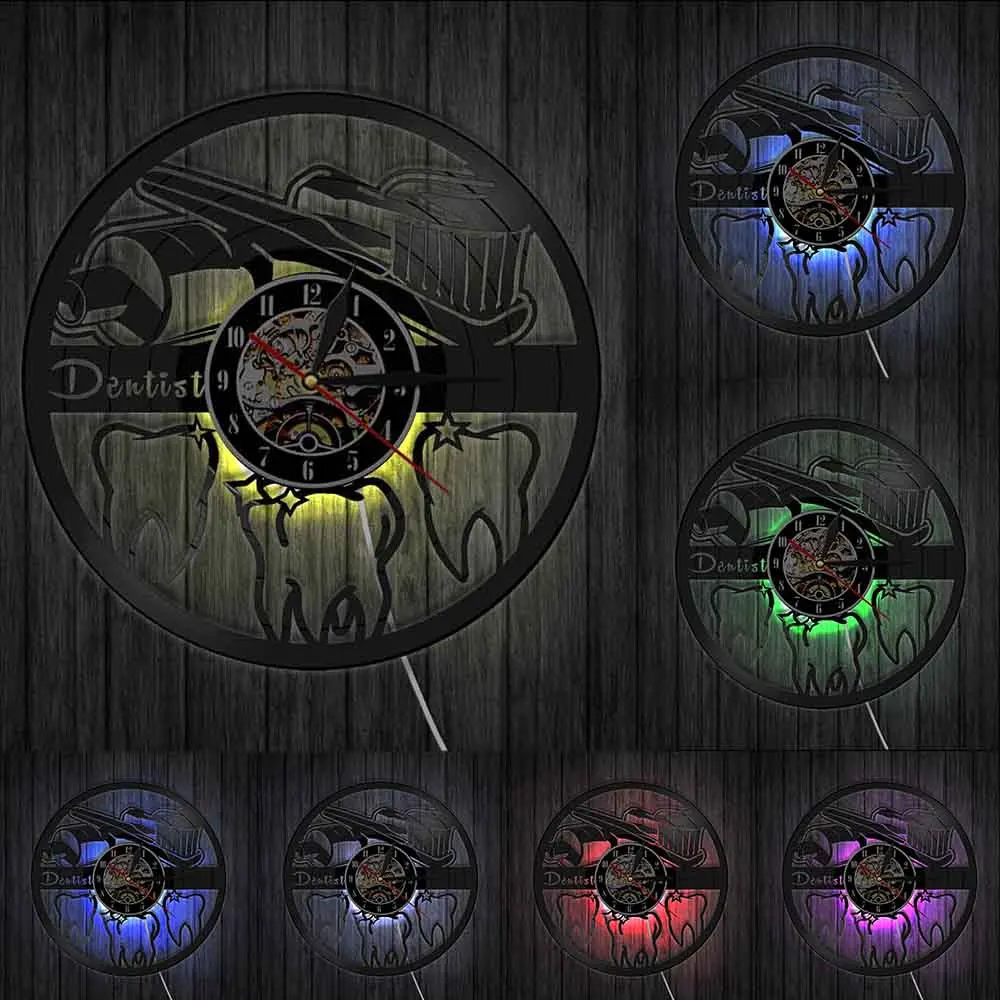 Стоматологическая виниловая запись настенные часы Teethbrush и гигиена полости рта
