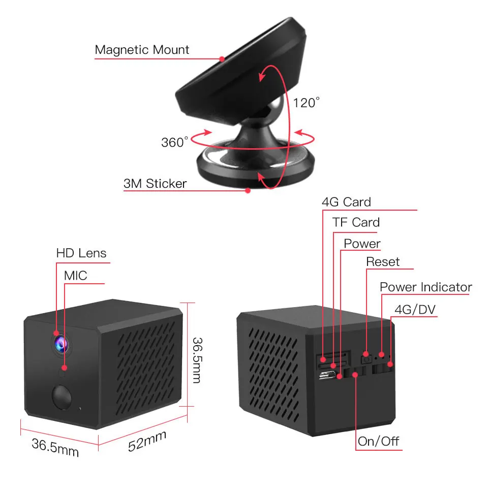 Мини Wi Fi камера Vstarcam 1080P с ИИ датчиком присутствия 1500 мАч аккумуляторная IP