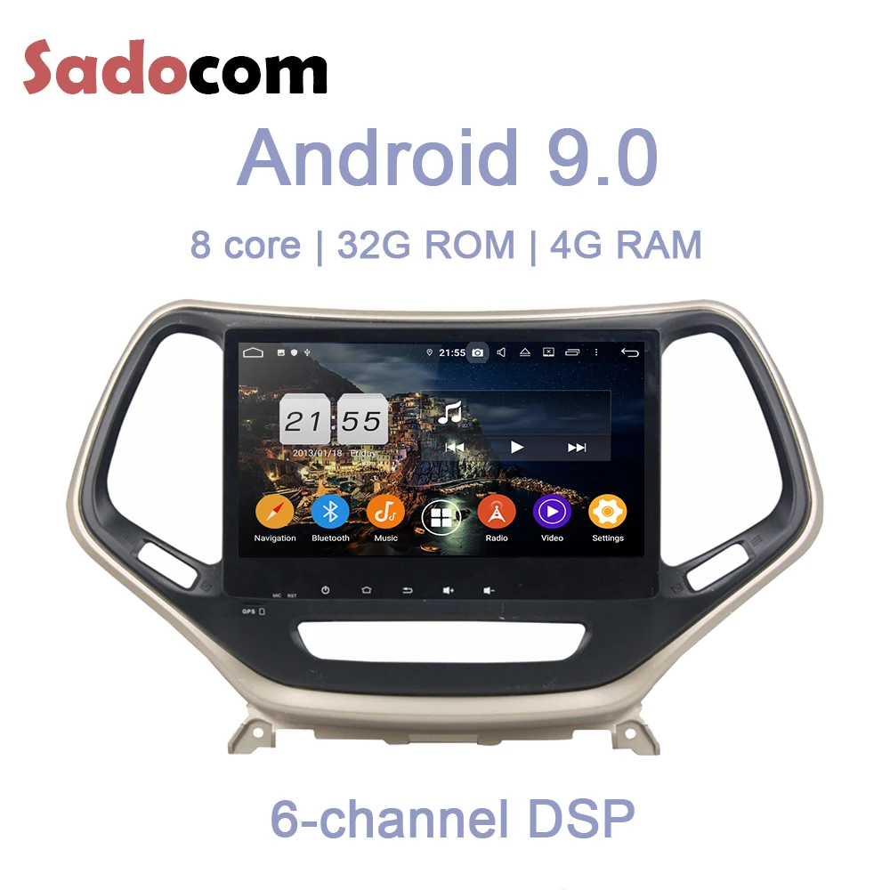 10 1 &quotDSP Android 9 0 для Jeep Cherokee 2016 2017 4 Гб + 32 ГБ 8 ядер автомобильный dvd плеер GPS ГЛОНАСС