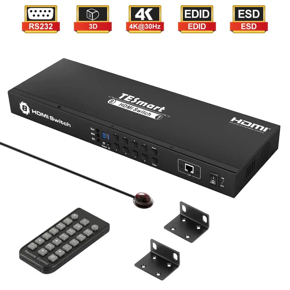 4K UHD 8 портов s HDMI Переключатель консоли стеллажное крепление переключатель USB 2 0