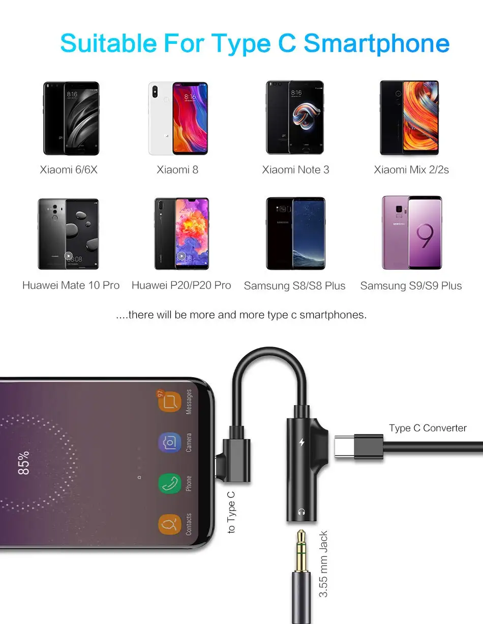 Olhveitra Тип C до 3,5 мм Aux аудио адаптер для samsung Xiaomi OnePlus адаптер для наушников разветвитель зарядки адаптер type-c