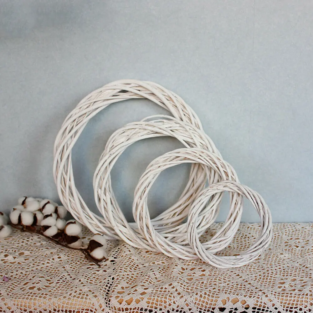 

10/20/30cm White Wreath Garland Rattan Artificial Flowers Garland Dried Flower Frame For Home Christmas Decoration