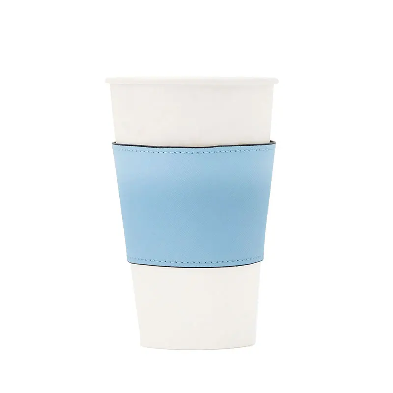 Personalized Genuine Leather Cup Holder Colorful Insulated Leather Cup Sleeve Saffiano Leather Non-slip Wraps for Beverage Cups