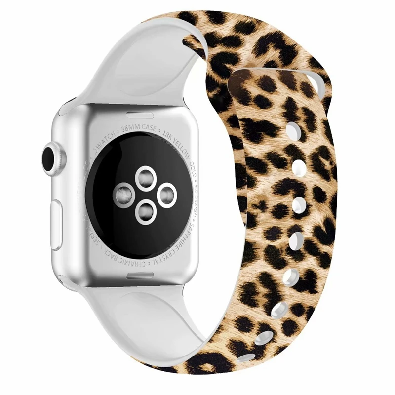 Clasic Leopard Apple watch Band цветочный Леопардовый силиконовый Печатный сменный ремешок браслет для iwatch 1 2 3 4 четыре стиля - Цвет ремешка: Clasic Leopard