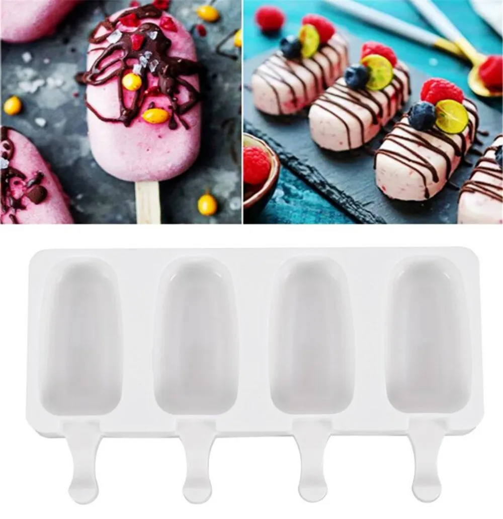 

Силиконовая форма для мороженого, 10 шт./лот, 4 ячейки, формы «сделай сам» для приготовления домашнего десерта, замороженного фруктового сока, льда, палочки