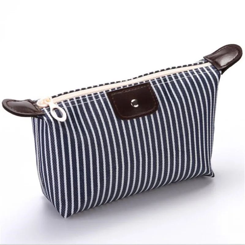 Waterproof Solid Striped Makeup Bag Soft Portable Korean Version Bags Small Fresh Cute Simple Wash Cosmetic | Багаж и сумки