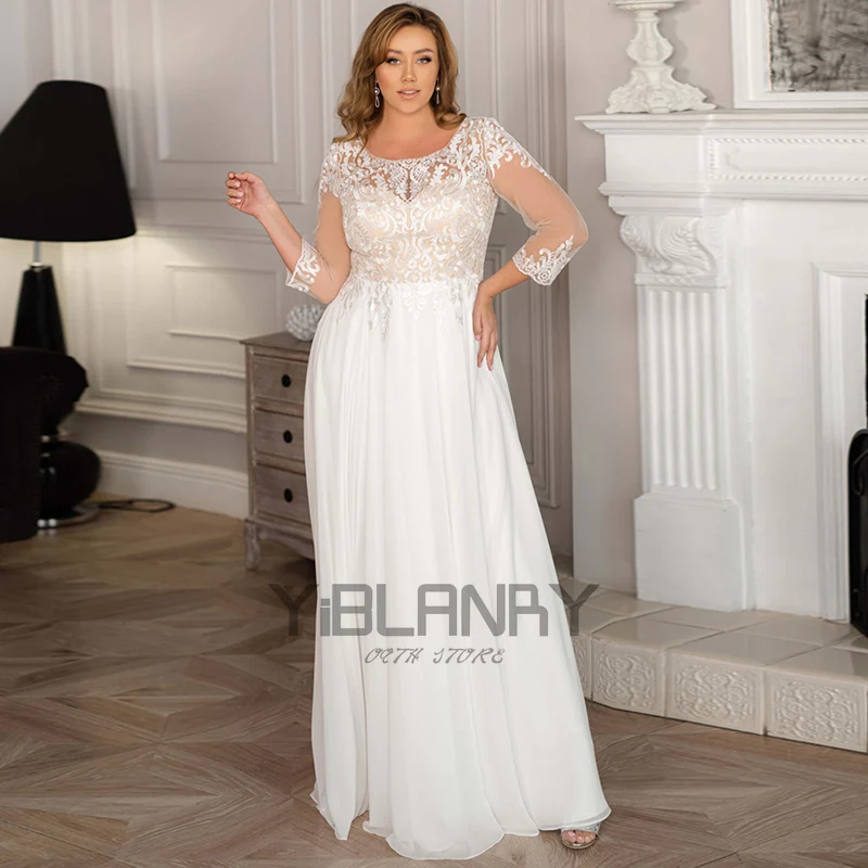 

YILIBERE Lace Wedding Dress Short Sleeve O-Neck Plus Size Luxury Lace Appliques Tulle Cathedral Train Robe Fluffy skirt