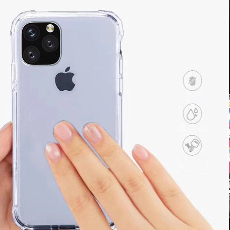 Модный противоударный прозрачный силиконовый чехол для телефона для iPhone 11 Pro Max 8 7 6 6S Plus X XR XS Max Прозрачная защитная задняя крышка