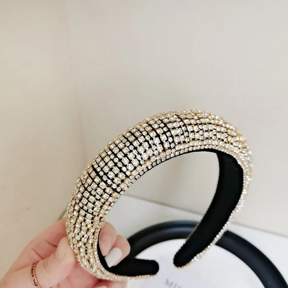 

Hot Colorful Crystals-Inlaid Sponge Rhinestone Headband European and American Baroque Headband Wide-Brimmed Rhinestone Headband