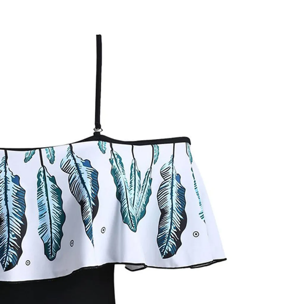 

2021 New Sexy Swimwear One Piece Women Swimsuit Plus Size 5XL Swimsuits Female Bathing Suit Ruffle Leaf Print Swim Wear Biquini