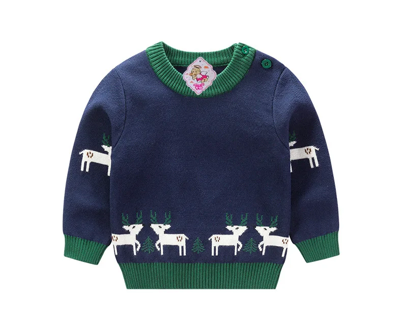 Рождественские свитера для детей Новинка 2019 года сезон осень-зима вязаный свитер